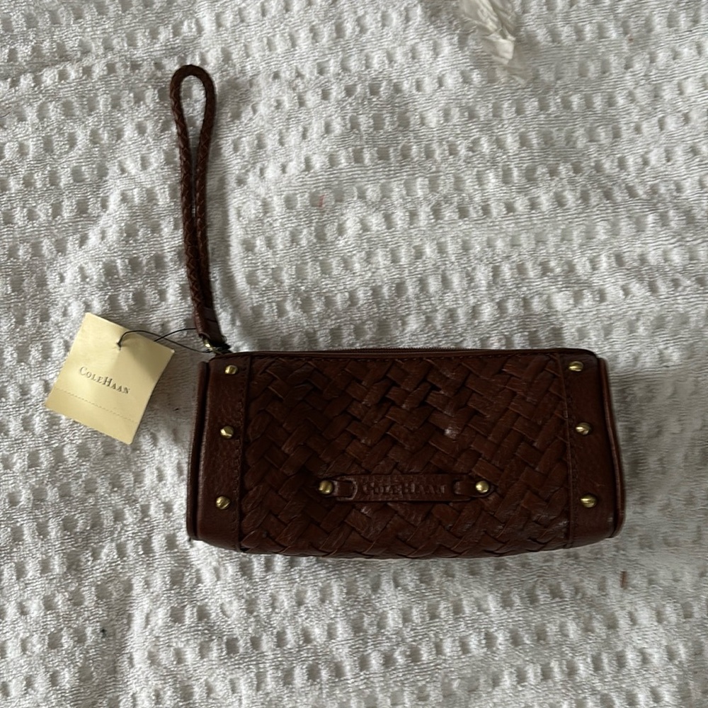 ColeHaan Village Weave Amber Cosmetic Case